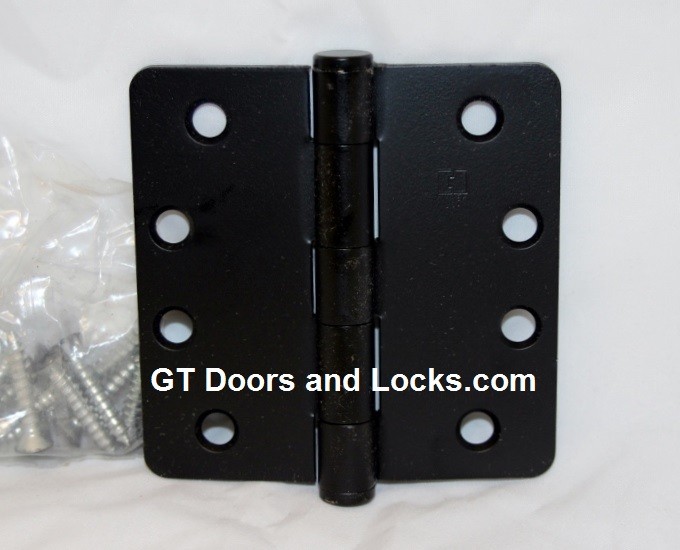 Hager RC1279 Hinge 1 Each 4" x 4" 1/4" Radius Hinges L1 Flat BlackFull